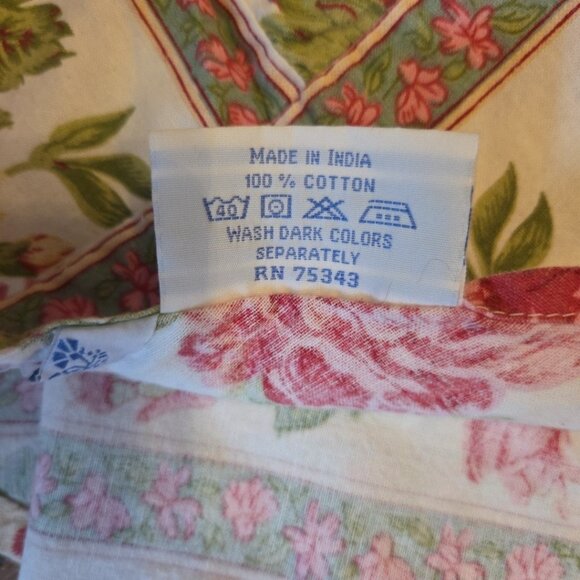 April Cornell Floral Cotton Oval Tablecloth Peony Butterflies Pink AS IS 78x78 - Picture 5 of 9